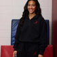 Logo Sueded Fleece Quarter Zip Sweatshirt in Black