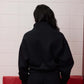 Logo Sueded Fleece Quarter Zip Sweatshirt in Black