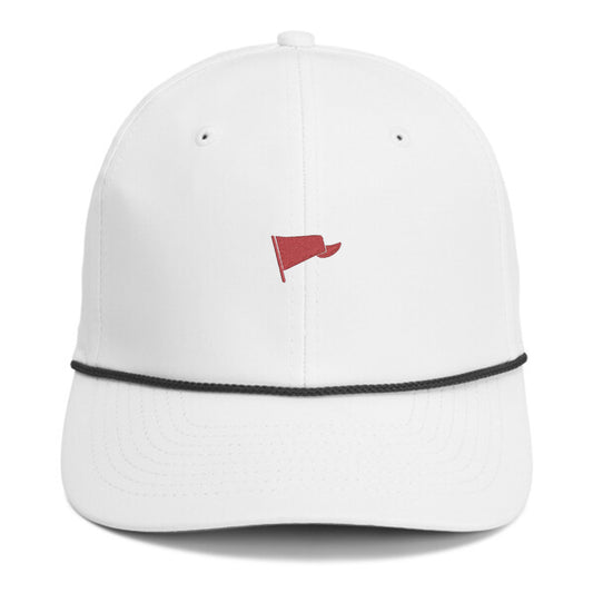 Casquette en corde Pennant | Blanc avec Carmin
