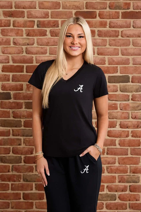 Logo Butter Soft V-Neck in Black