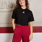 Logo Cloud Knit Boxy Crop in Black