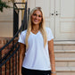 Mini Logo Butter Soft V-Neck in White