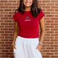 Vintage Logo Cloud Baby Tee in Crimson
