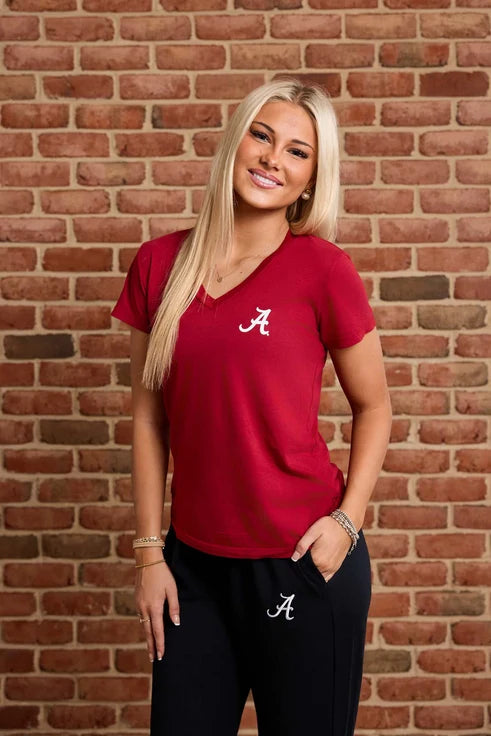 Logo Butter Soft V-Neck in Crimson